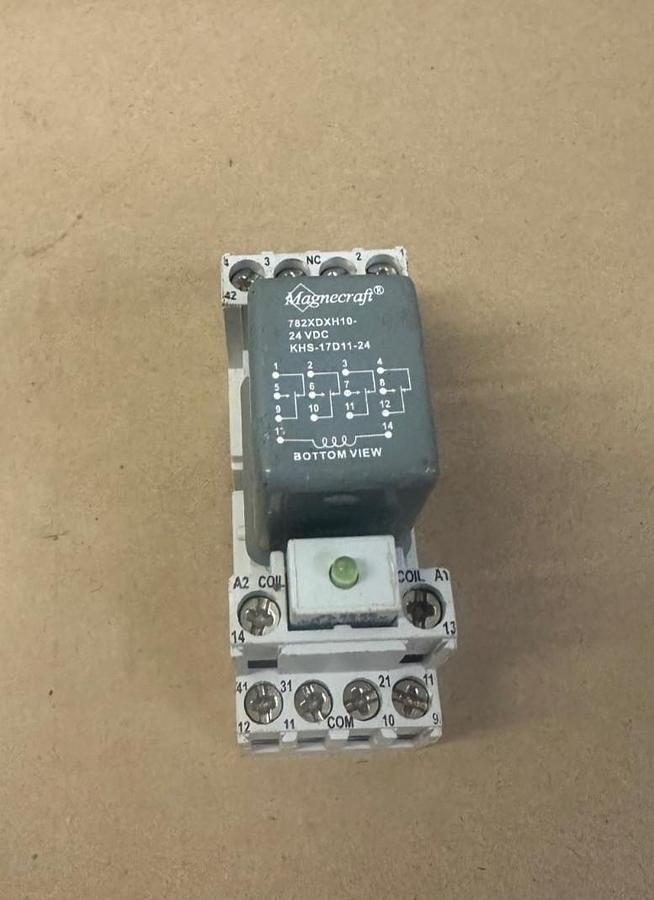 Used Magnecraft 782XDXH10-24VDC Relay w/ ABB CR-M4SS Base