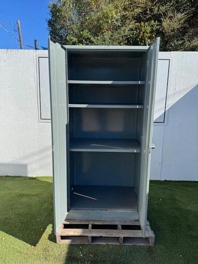Used Hallowell 3-Shelf Storage Cabinet W:36” D:24” H:72” w/ Locking Handle, No Key