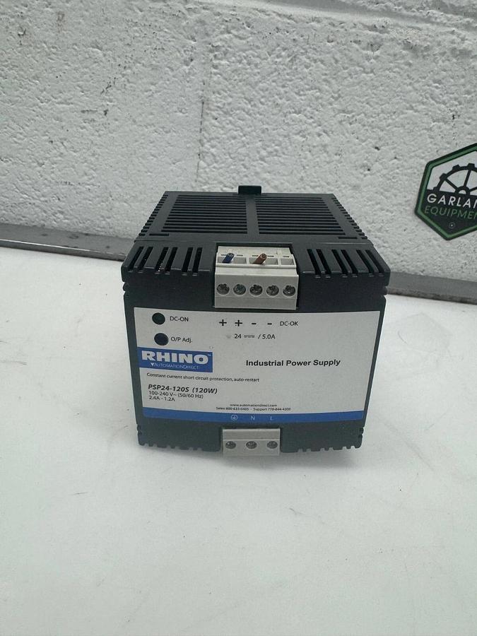Used Rhino PSP24-120S Industrial Power Supply, 100v-240v, 50-60hz, 2.4-1.2A