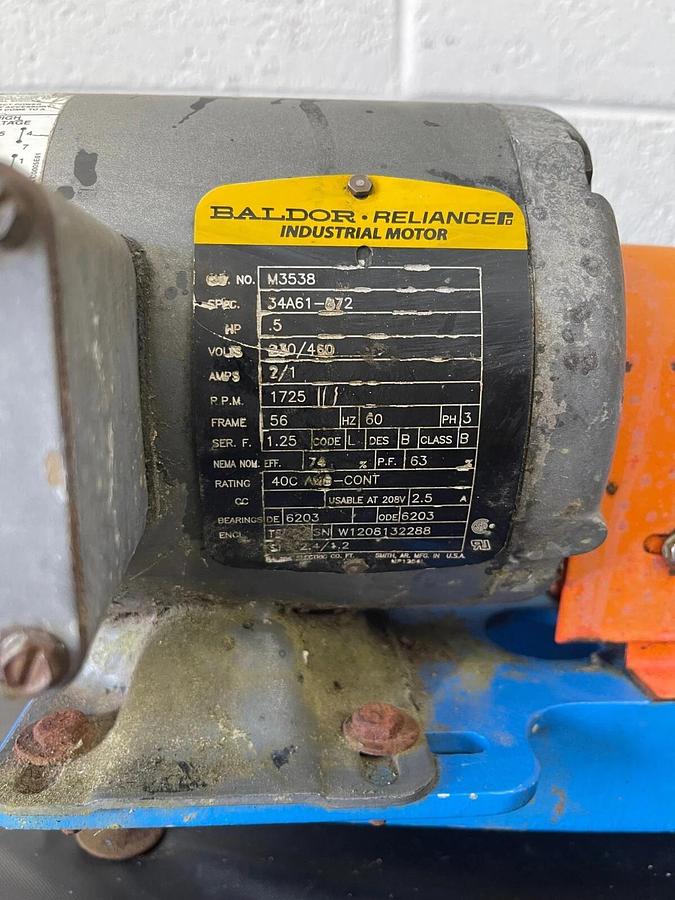 Used Madden MF160C Diaphragm Metering Pump w/ Baldor Electric Motor 0.5 HP