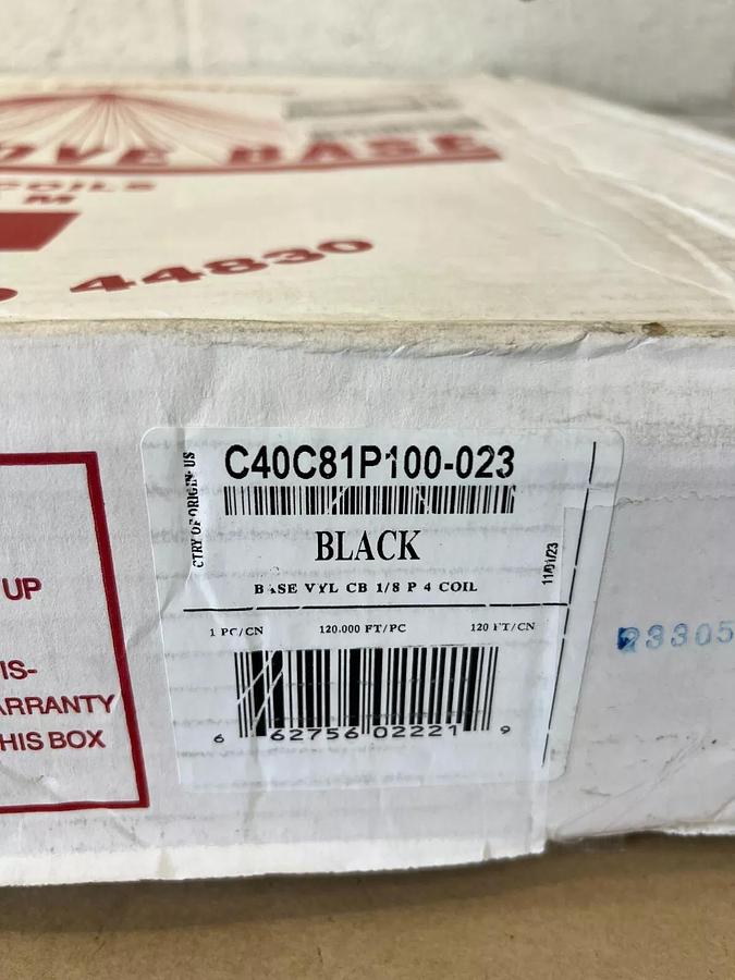 Used Roppe Corporation C40C81P100-023 120ft, Coils, 36.576m Vinyl Cove Base, Black
