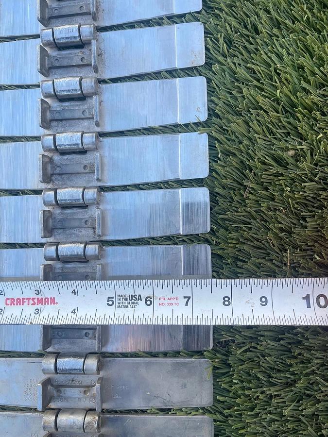 Used Rexnord SS881 BC 82 Stainless Steel Side Flexing Tabletop Chain L:185” W:7.5"