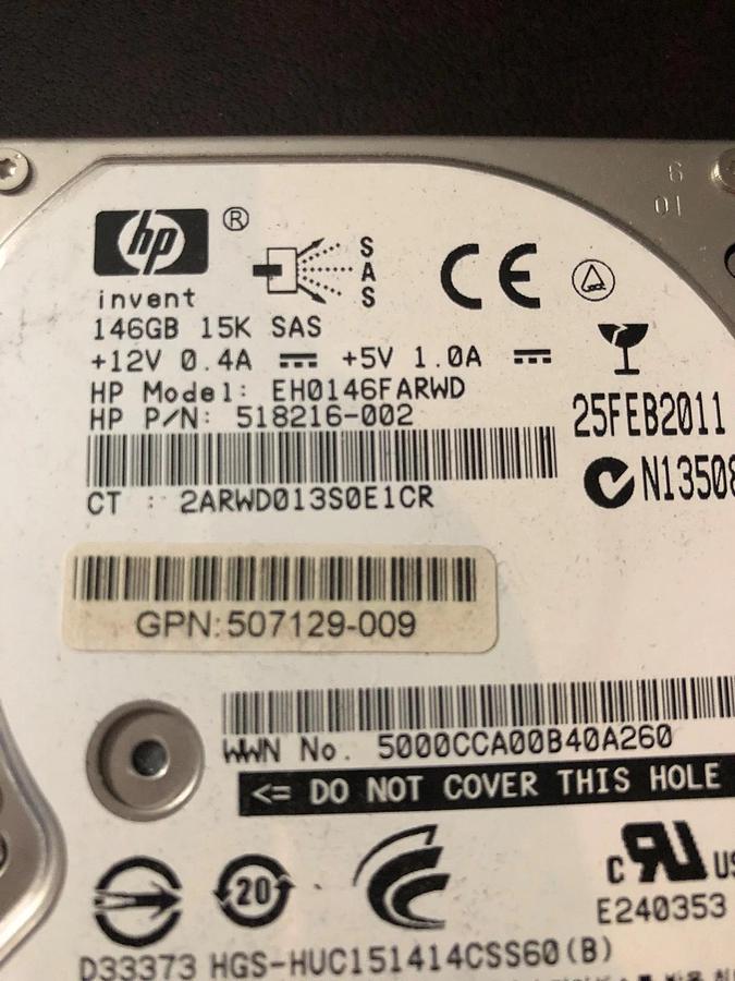 Used HP EH0146FARWD HP 146GB 2.5" SFF 6G Dual Port SAS 15K RPM Hot Plug Hard Drive