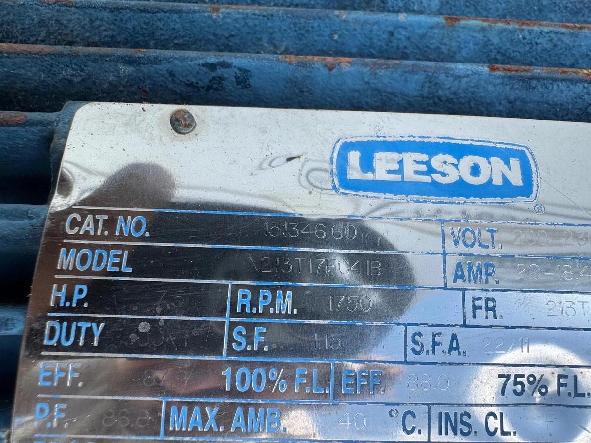 Used Leeson 151346.60 AC Motor 7.5Hp @ 1750RPM, 208-230/460V, 20-18.4/9.2A
