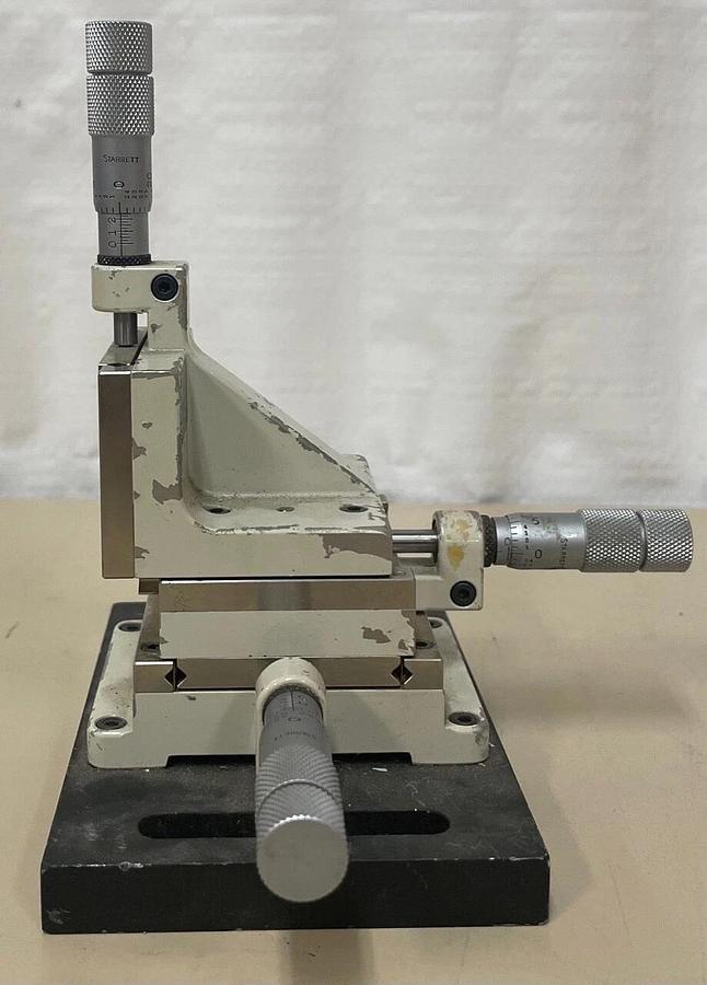 Used Line Tool Company 3-Axis Linear Stage XYZ Micropositioner w/ Starrett Micrometer