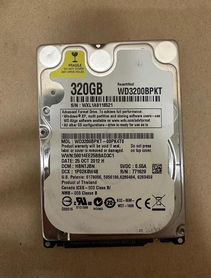 Used Western Digital WD3200BPKT-00PK4T0 320GB Hard Drive