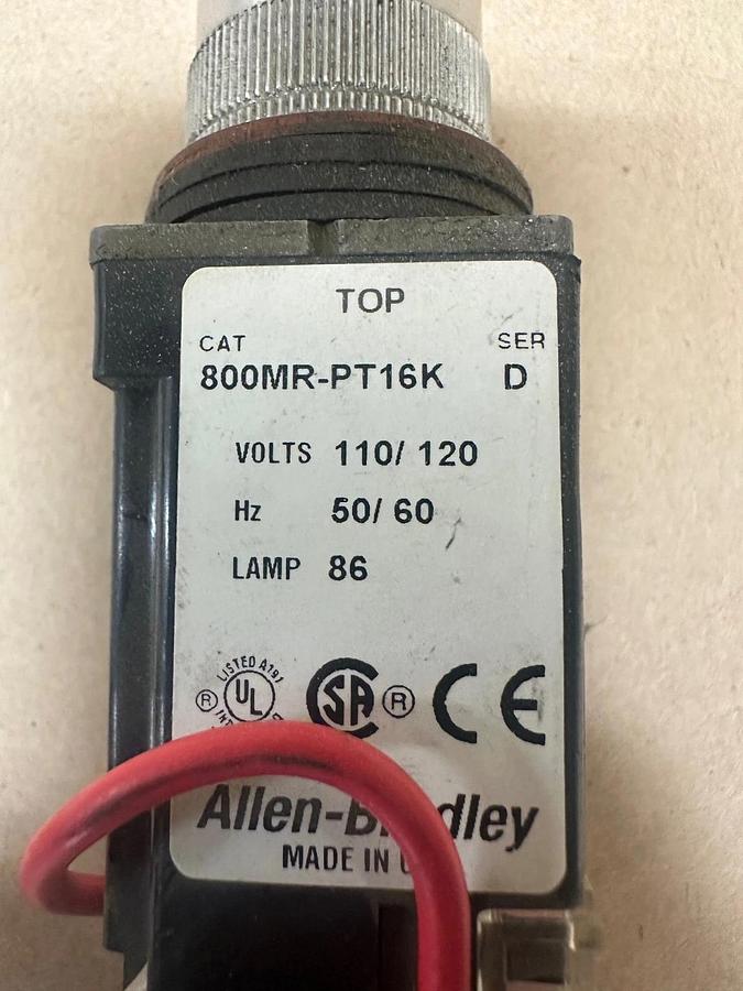 Used Allen Bradley 800MR-PT16K Pilot Light w/ 800M-XAK Contact Block