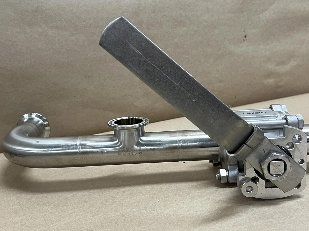 Used Gemü Series 77 Sanitary SS Diaphragm Valve Tri-Clamp Pipe Assembly