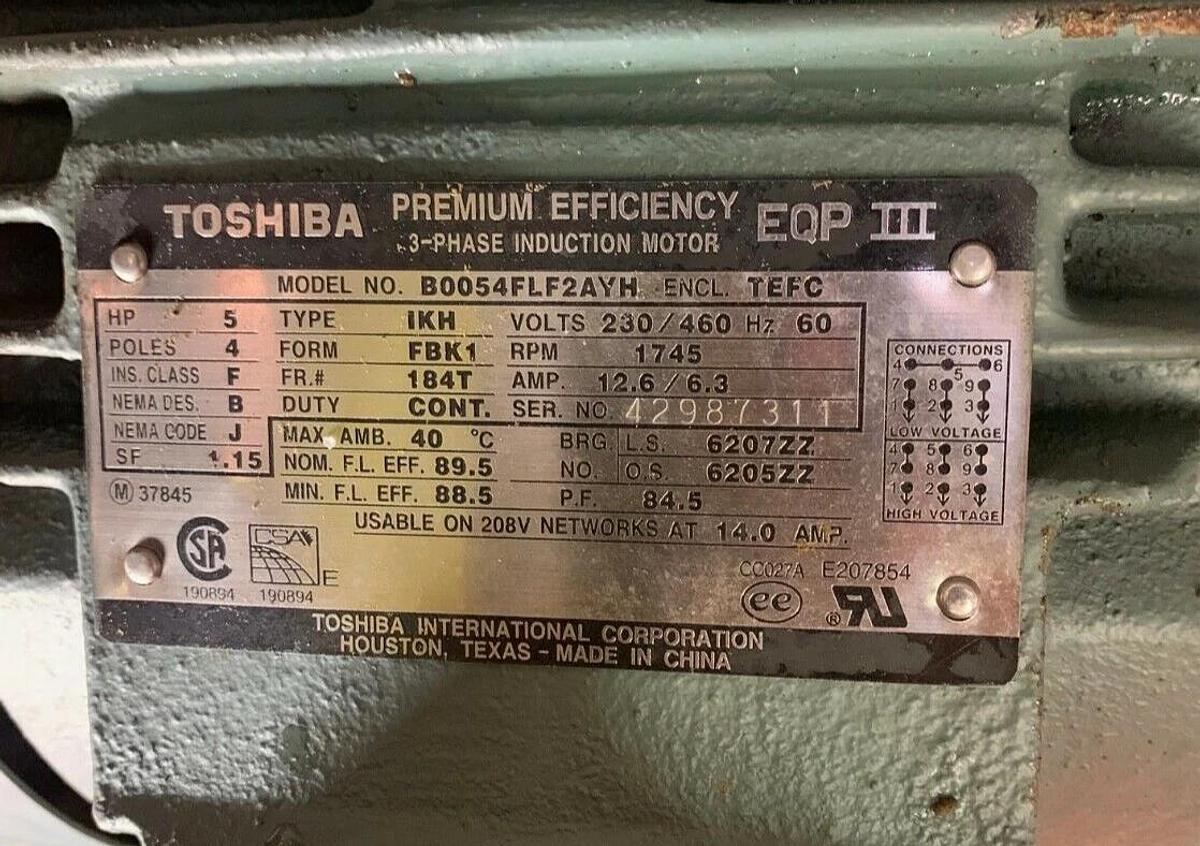 Used New York Blower (NYB) Size 15 PLR Fan Class 2 ARR-9, 3266 CFM , 5 HP Motor