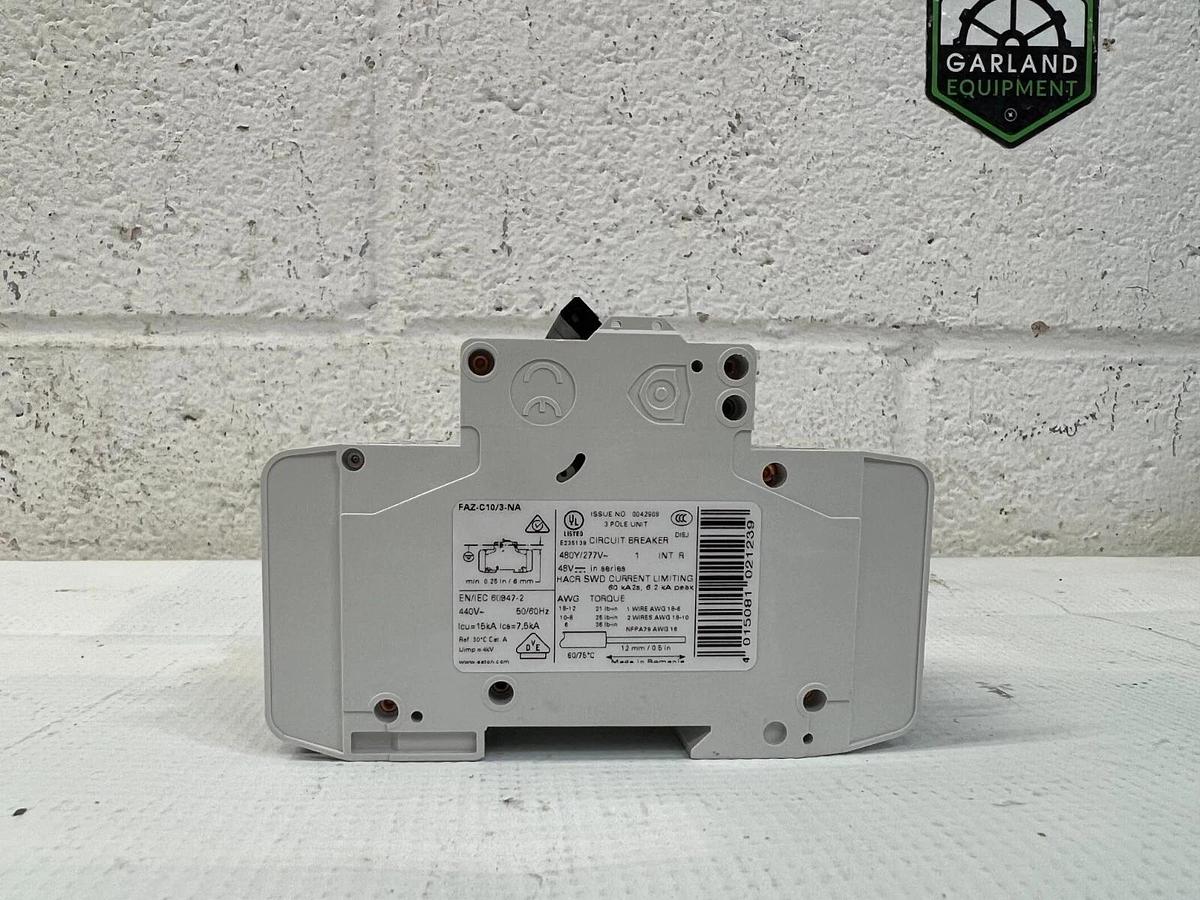 Used Eaton FAZ-C10/3-NA Miniature Circuit Breaker, 10 Amp, 3 Pole