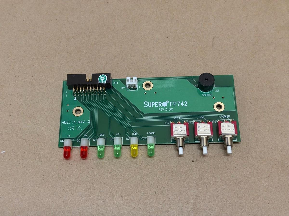SuperMicro FP742 Front Control Panel/ LED Power Button Switch Board *NEW*