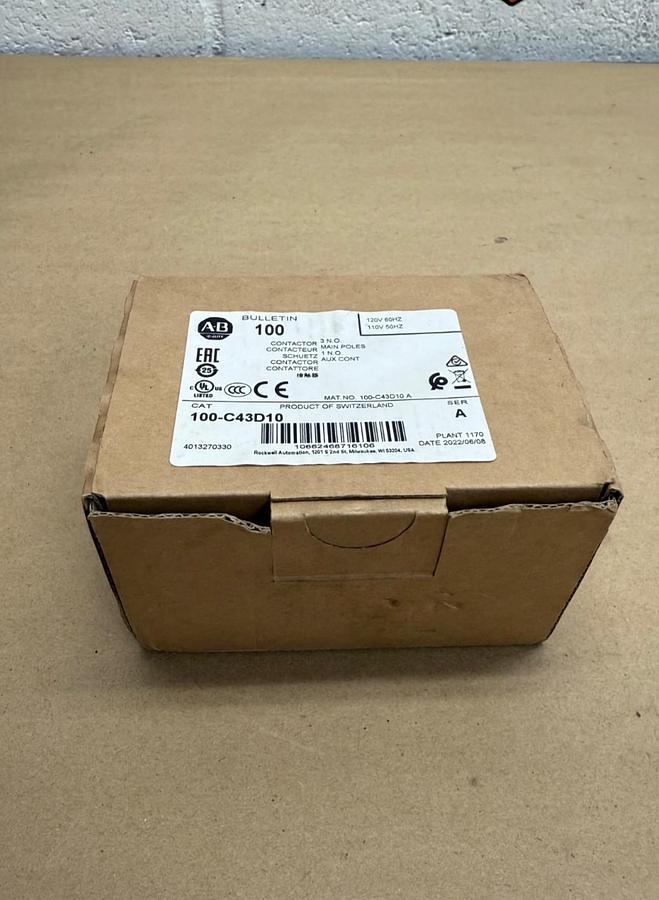 Used Allen- Bradley 100-C43D10 Ser A, Contactor, 43A *NEW*