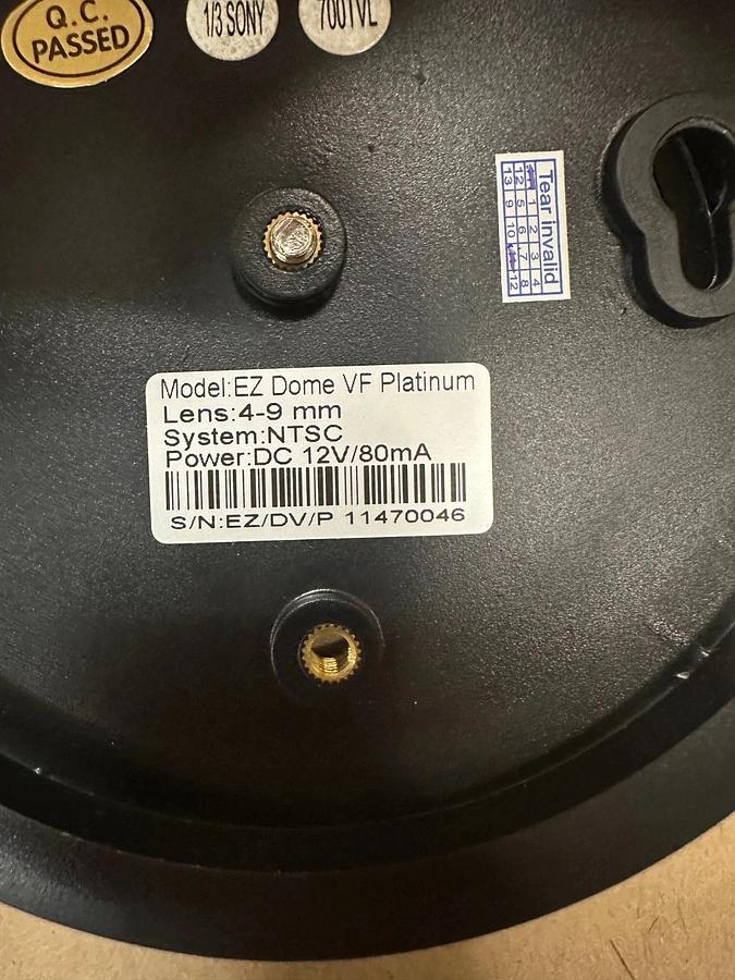 Used EZWatch Pro EZ Dome VF Platinum Vandalproof Dome Camera, 4-9mm Lens