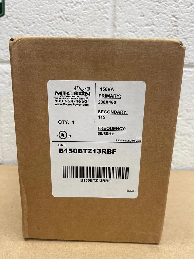 Used Micron Control Transformers B150BTZ13RBF, 150VA, PV:230x460 SV:115 *SEALED*