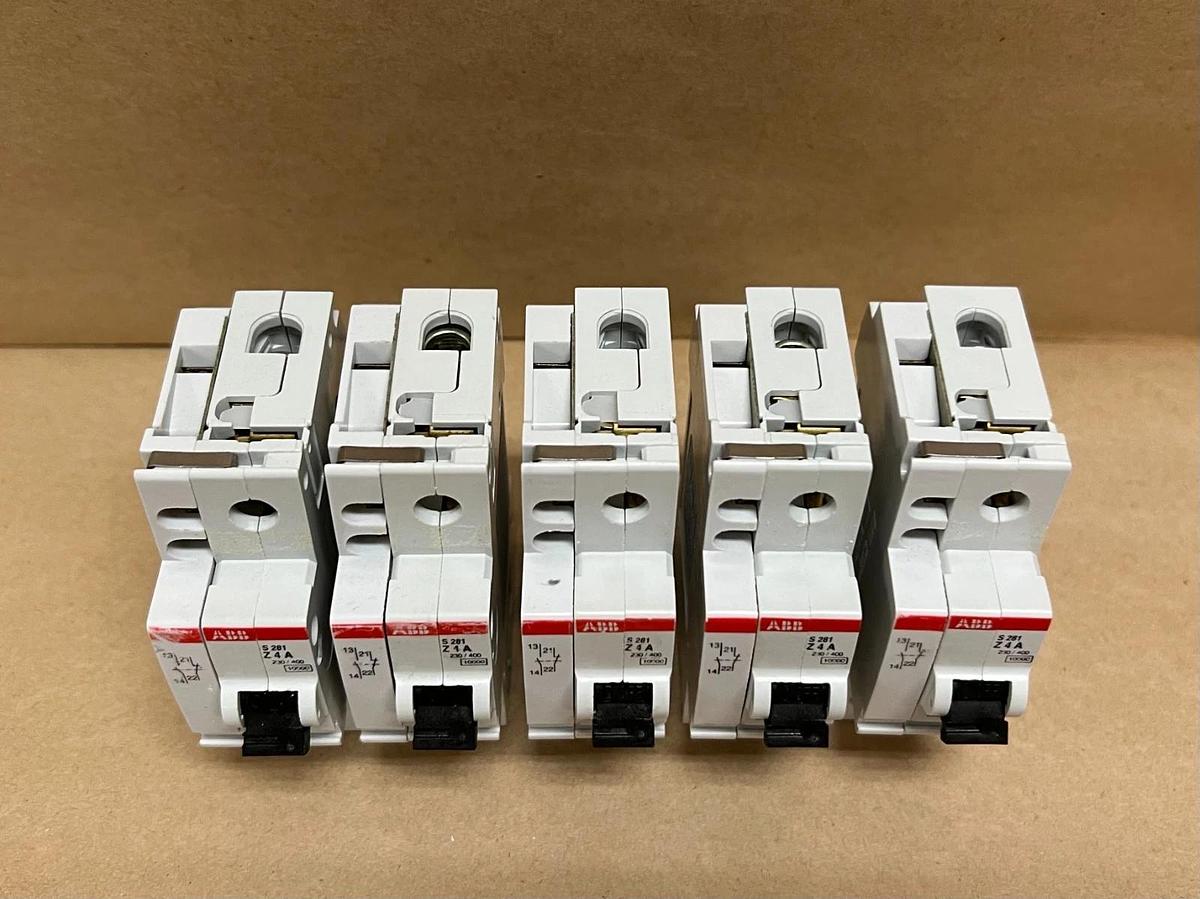 Used ABB S281-Z4A 4A, 1P Circuit Breakers - Lot of 5