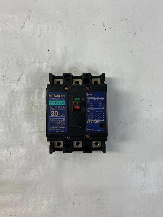 Used Mitsubishi NF30-CS 30 AMP No-Fuse Breaker 500 VAC (50-60 Hz)