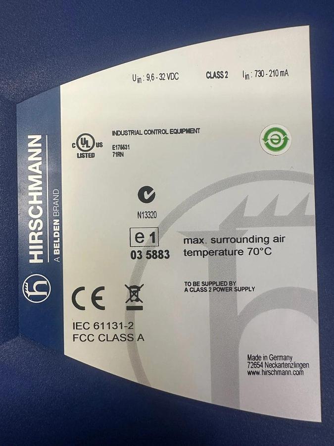 Used Hirschman Spider II 8TX/1FX-ST EEC Rail Switch