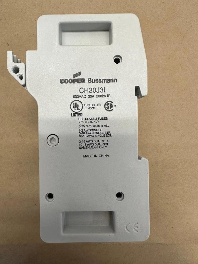 Used Eaton Bussmann Series CH30J3I 3 Pole 30A Class J Fuse Holder *NEW*
