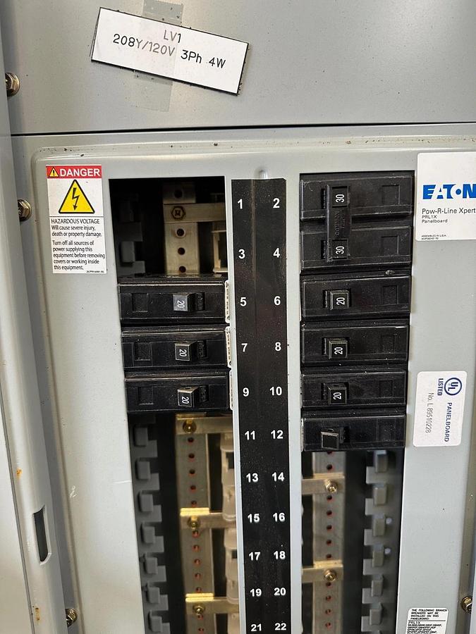 Used Eaton POW-R Line PRL1X Panel Board w/ Eaton HFD 65K 150A Main Breaker