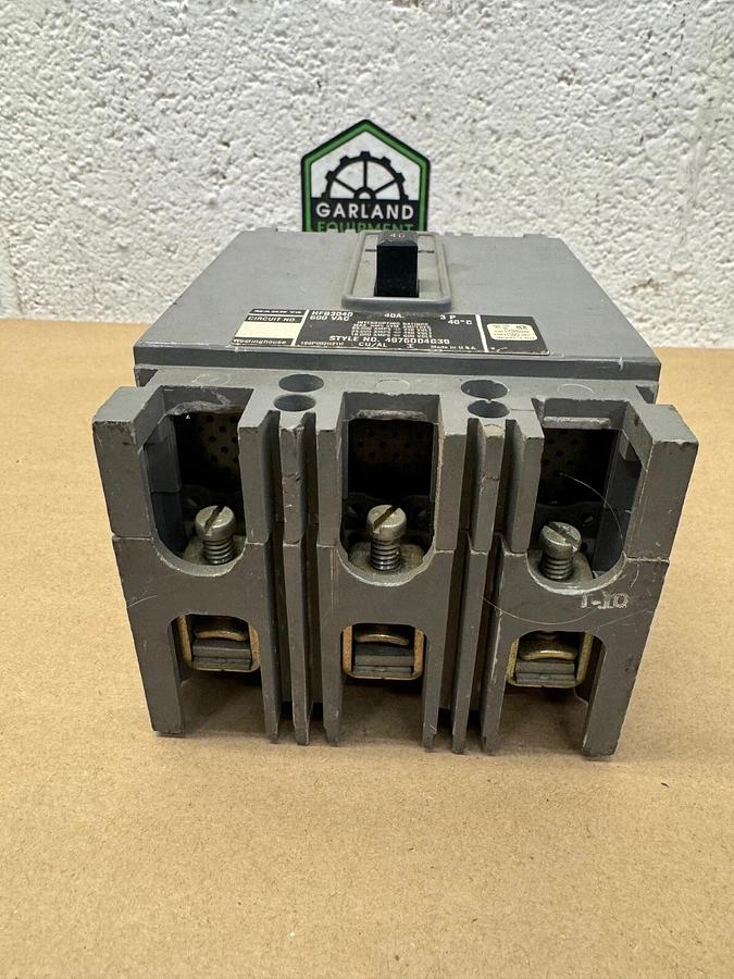 Used Westinghouse HFB3040 Circuit Protector, 40 Amp, 3 Pole, 600 VAC