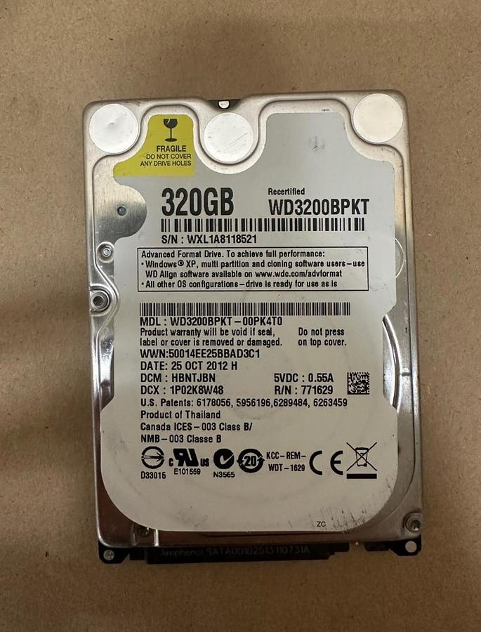 Used Western Digital WD3200BPKT-00PK4T0 320GB Hard Drive