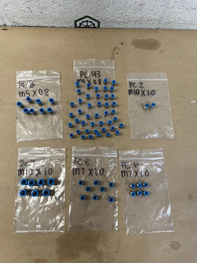 Used Festo Push to Connect Fittings, Multiple NPT Sizes + Hose Sizes - Lot of 74