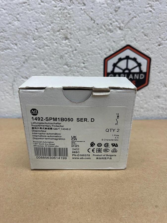 Allen Bradley 1492-SPM1B050 Ser D Mini Circuit Breaker, 1 Pole, 5A - Qty 2 *NEW*