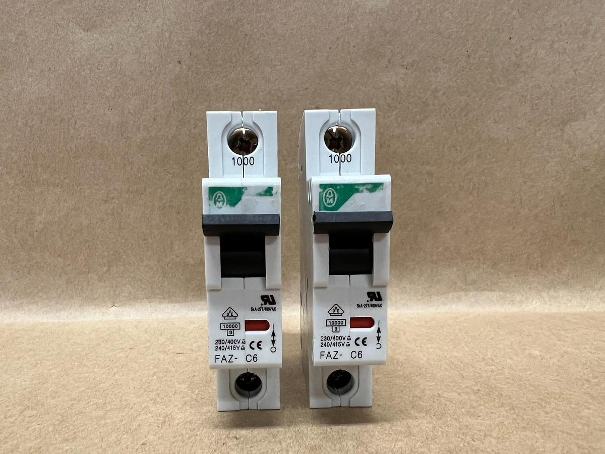 Used Moeller FAZ-C6 Circuit Breaker - Lot of 2
