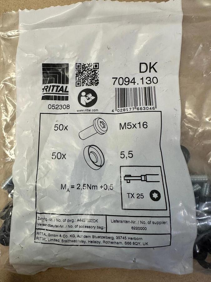 Used Rittal 7094-130 Multi-Tooth Screw M5x16 Pack of 50 - Lot of 6 *NEW*