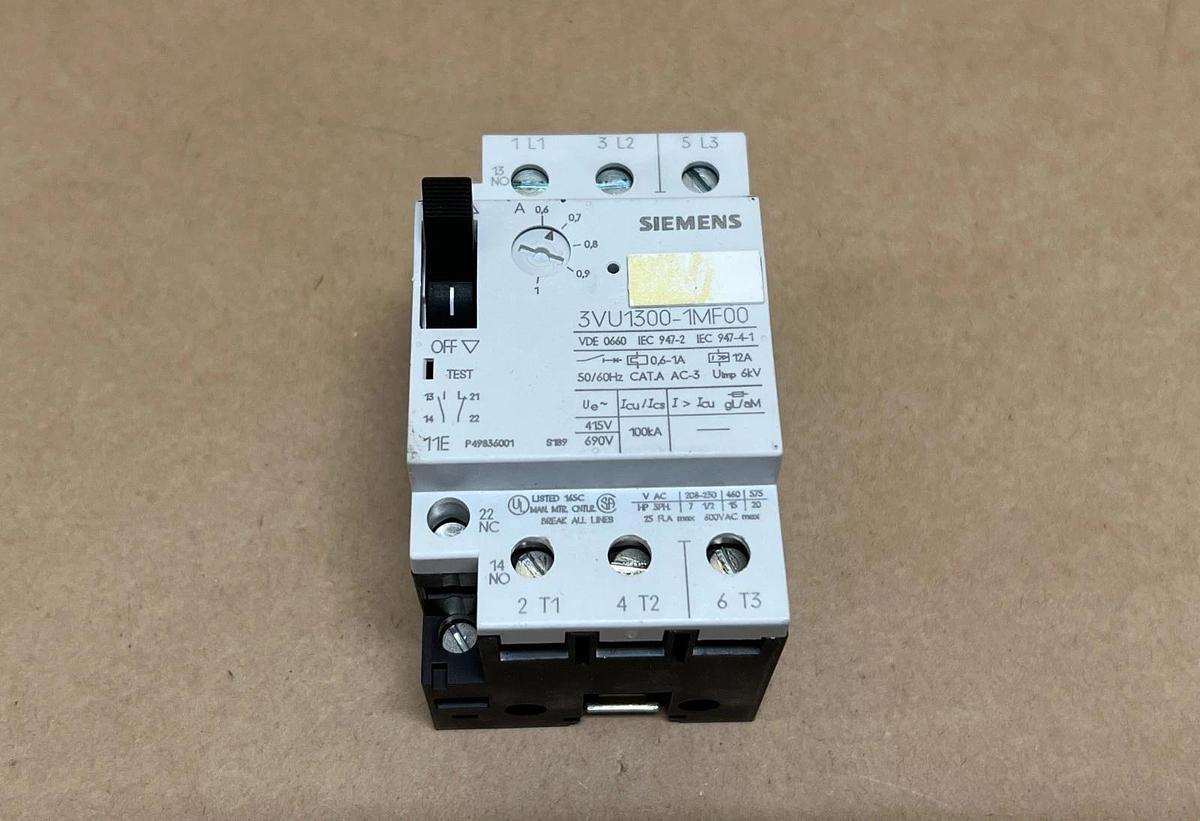 Used Siemens 3VU1300-1MF00 50/60Hz, Circuit Breaker