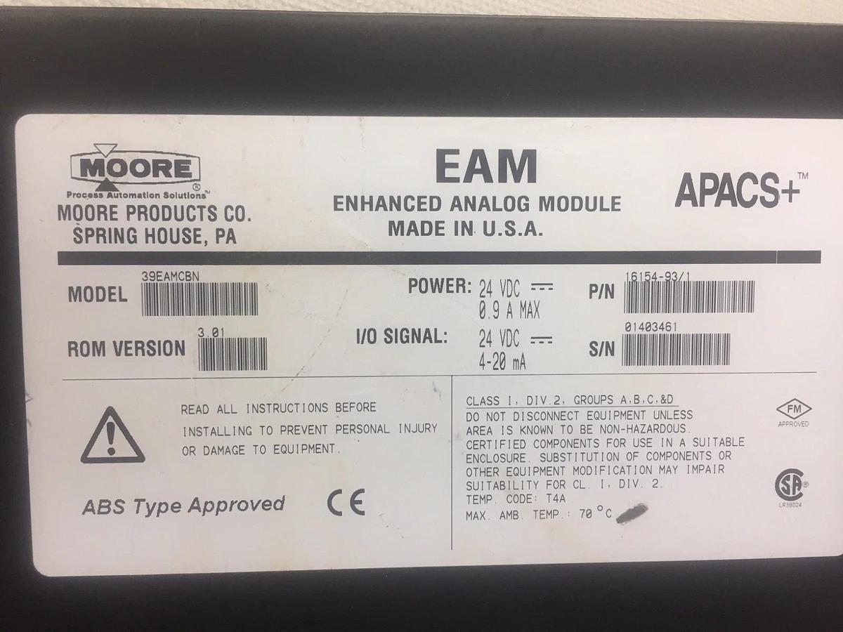 Used Siemens Moore EAM Enhanced Analog Module 39EAMCBN