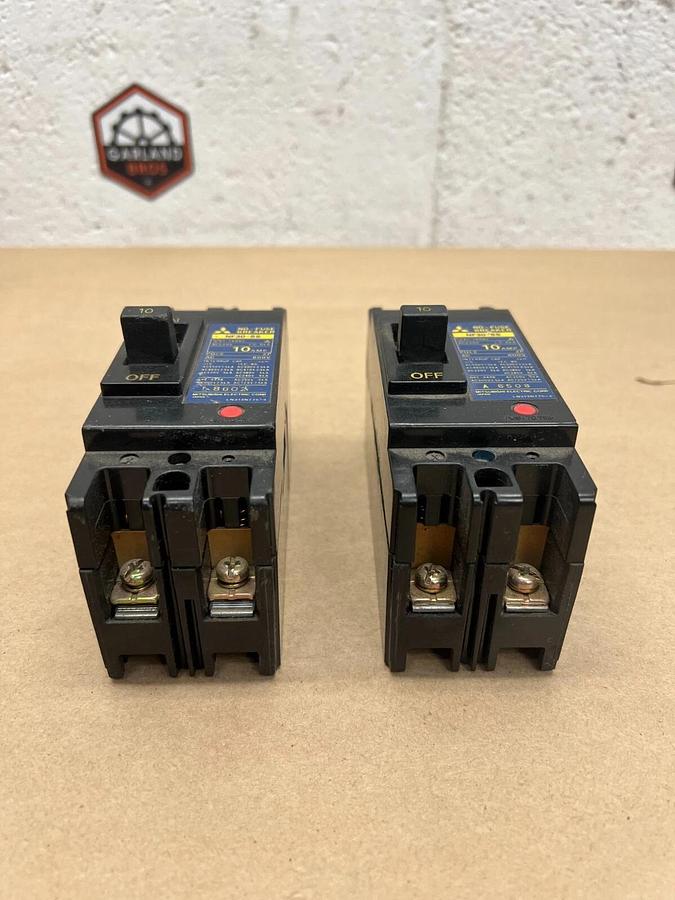 Used Mitsubishi NF30-SS 10 Amp, 2P No-Fuse Breaker - Lot of 2