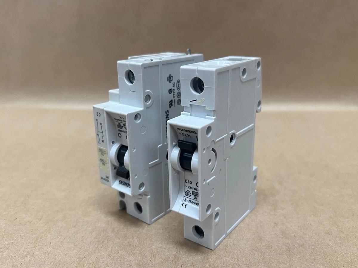 Used Siemens 5SX21 C6, C10, 230/400V Circuit Breaker - Lot of 2