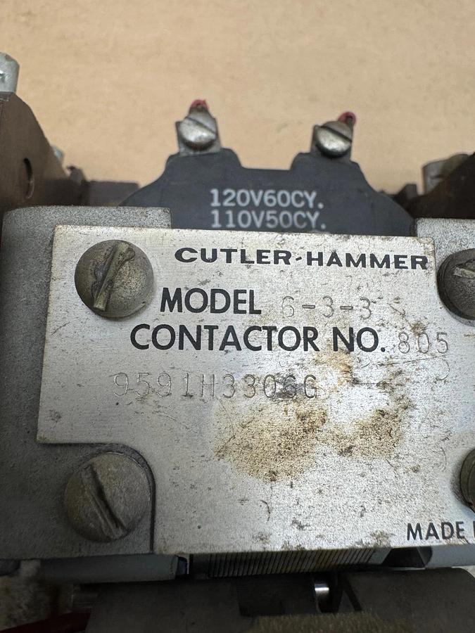 Used Cutler Hammer 9591H3306G 6-3-3 Magnetic Coil 120V Starter/Contactor