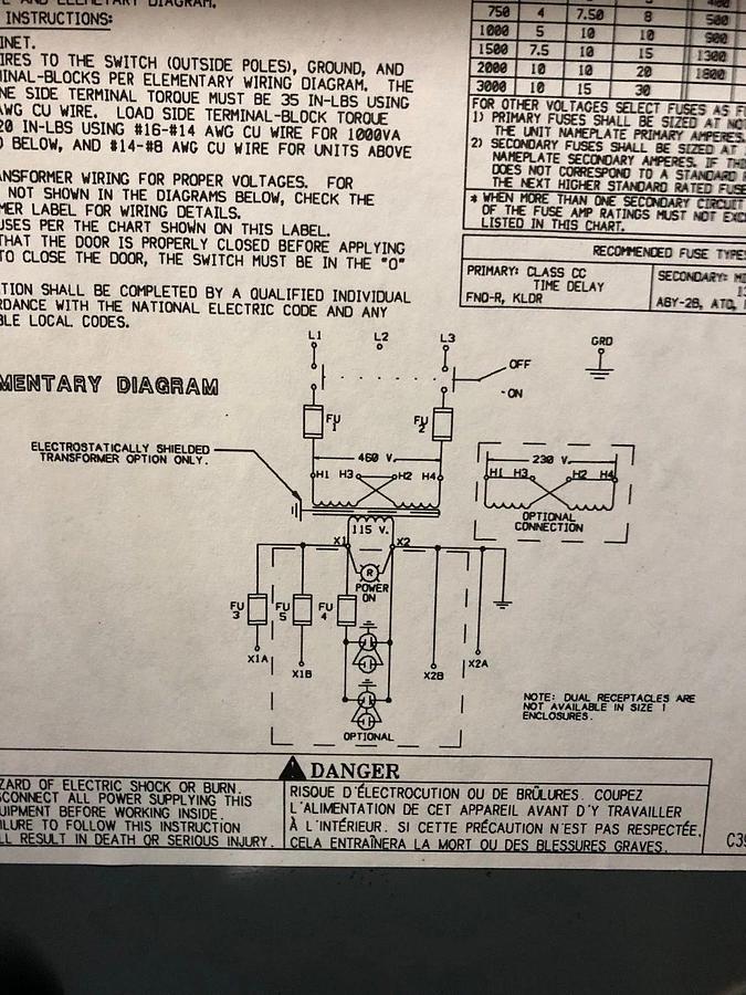 Used Square D Class 9070 Transformer Disconnect SK250G1