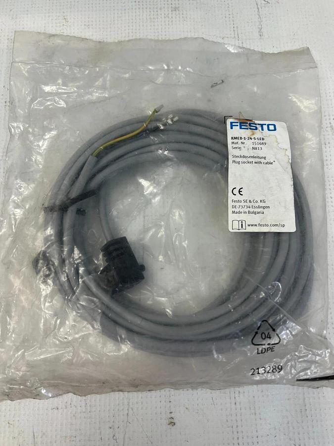 Used Festo KMEB-1-24-5-LED Plug Socket with Cable