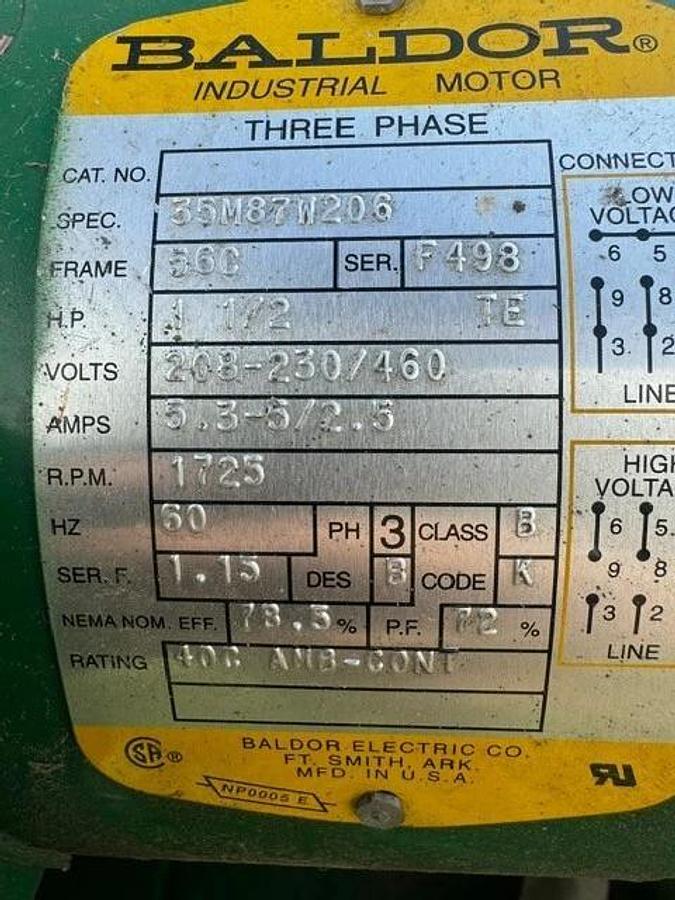 Used Sweed Machinery 510AE, Scrap Chopper, SN: 16852, w/ 1.5Hp Baldor Motor