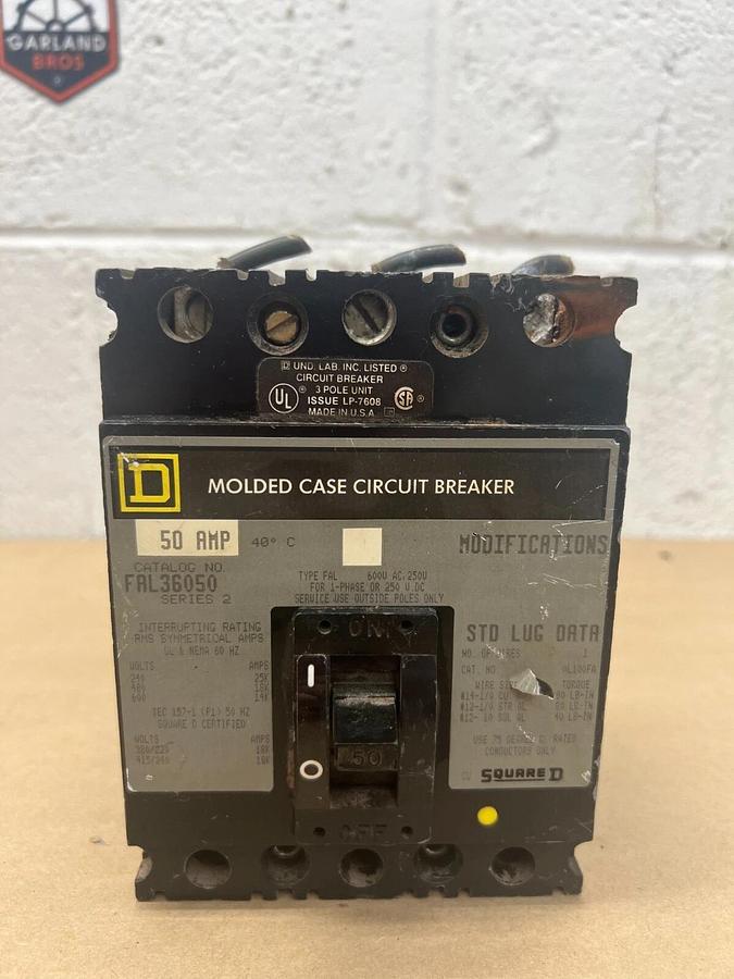 Used Square D FAL36050 50A Molded Case Circuit Breaker
