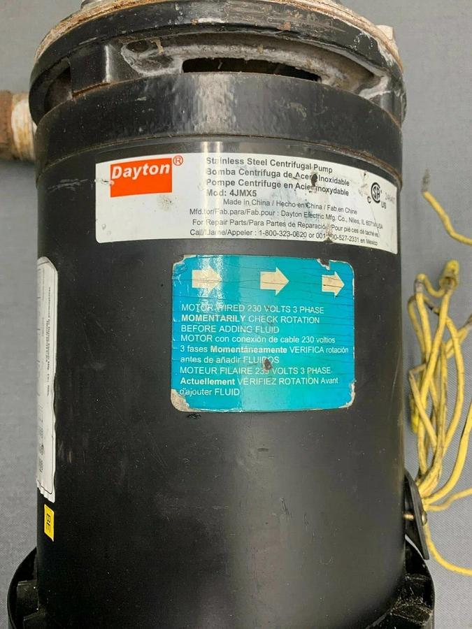 Used Dayton 4JMX5 Stainless Steel Centrifugal Pump