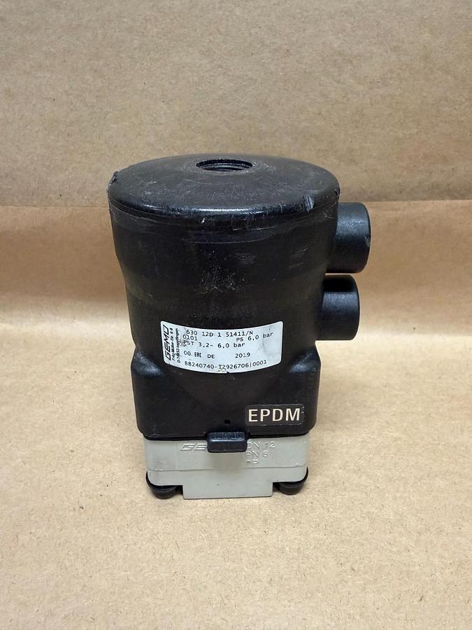Used GEMU 630 12D 1 51411/N 0101 Pneumatic Diaphragm Valve, 6 Bar Pressure, DN12