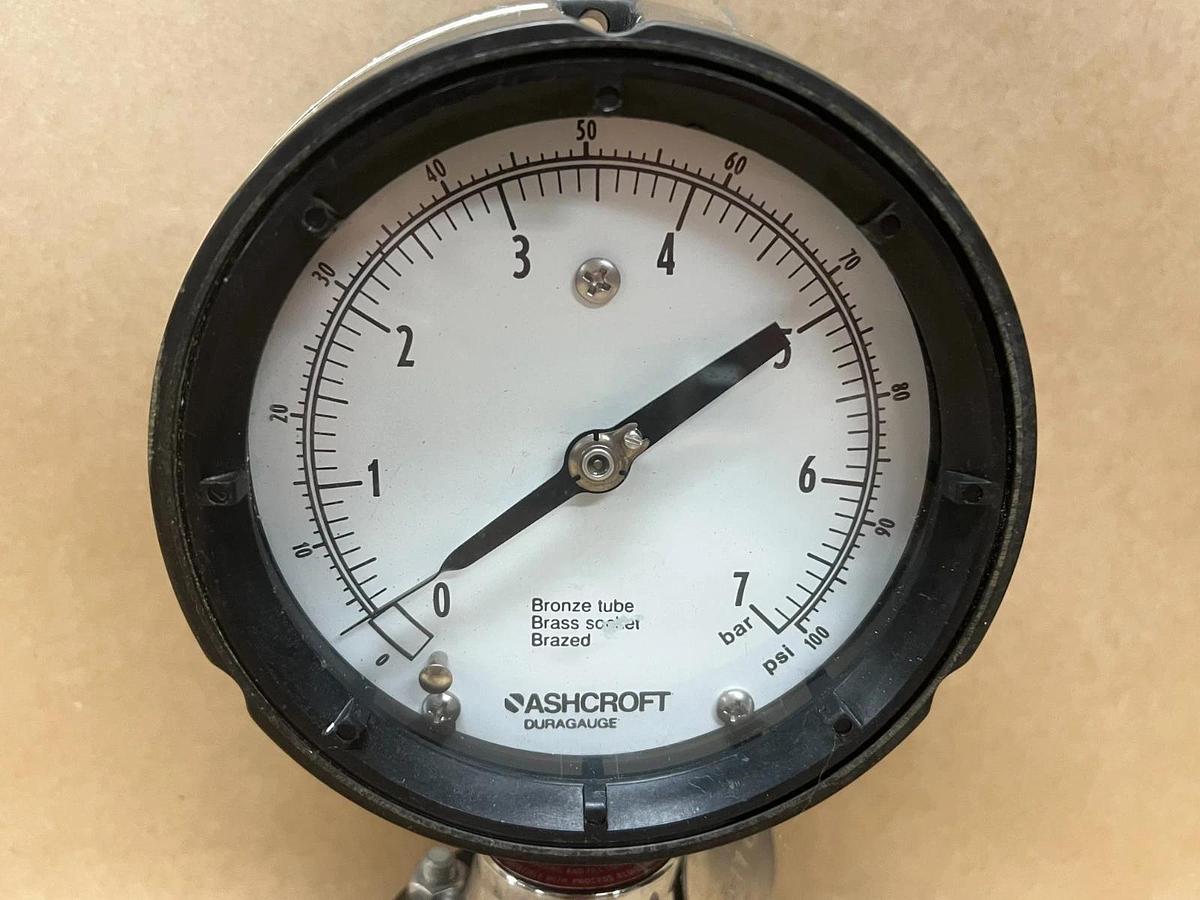 Used Ashcroft 0-100 PSI Duragauge Pressure Gauge w/ Type 00 Threaded Diaphragm Seal