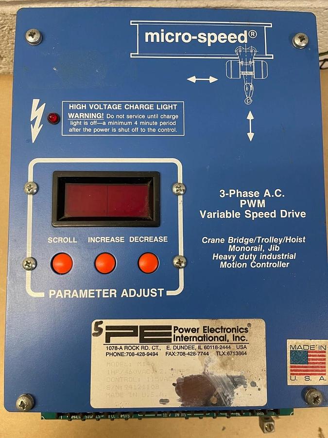 Used Power Electronics M146 Micro Speed 3Ph AC PWM Variable Speed Drive 1HP 460VAC