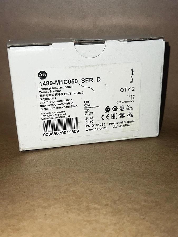 Allen Bradley 1489-M1C050 Ser D Circuit Breaker 1 Pole 5A Qty 2 *NEW*