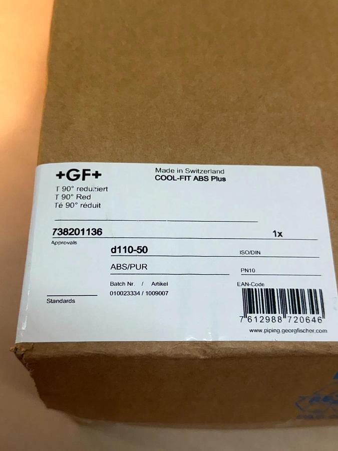 Used Georg Fischer Cool-Fit ABS Plus T 90° Red, 738201136 *NEW FACTORY SEALED*