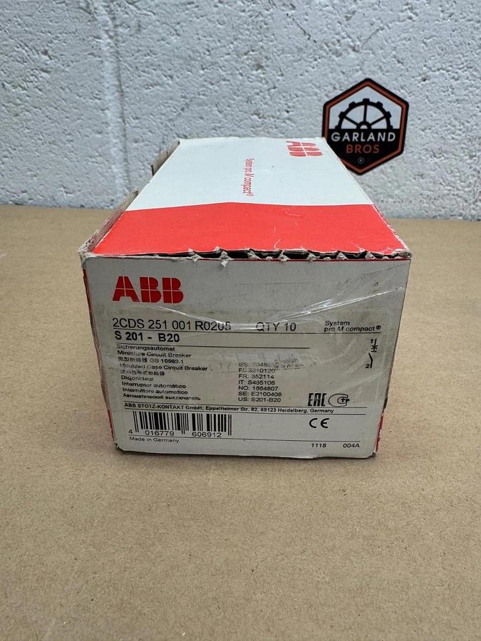 ABB S 201-B20 Mini Circuit Breaker, 20A, Box of 10 *NEW*