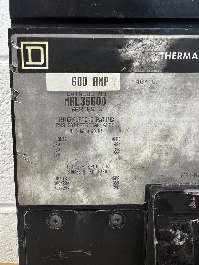 Used Square D MAL36600 Series 2 Thermal-Magnetic Circuit Breaker 600 Amp