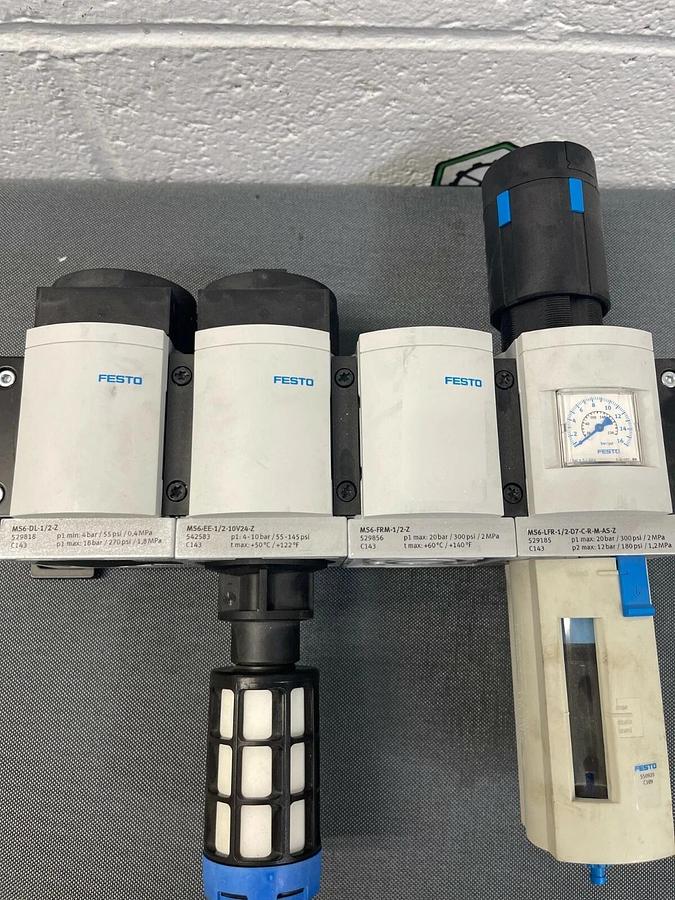 Used Festo MS6-DL-1/2-Z, MS6-EE-1/2-10V24-Z, MS6-FRM-1/2-Z, MS6-LFR-1/2-D7-C-R-M-AS-Z