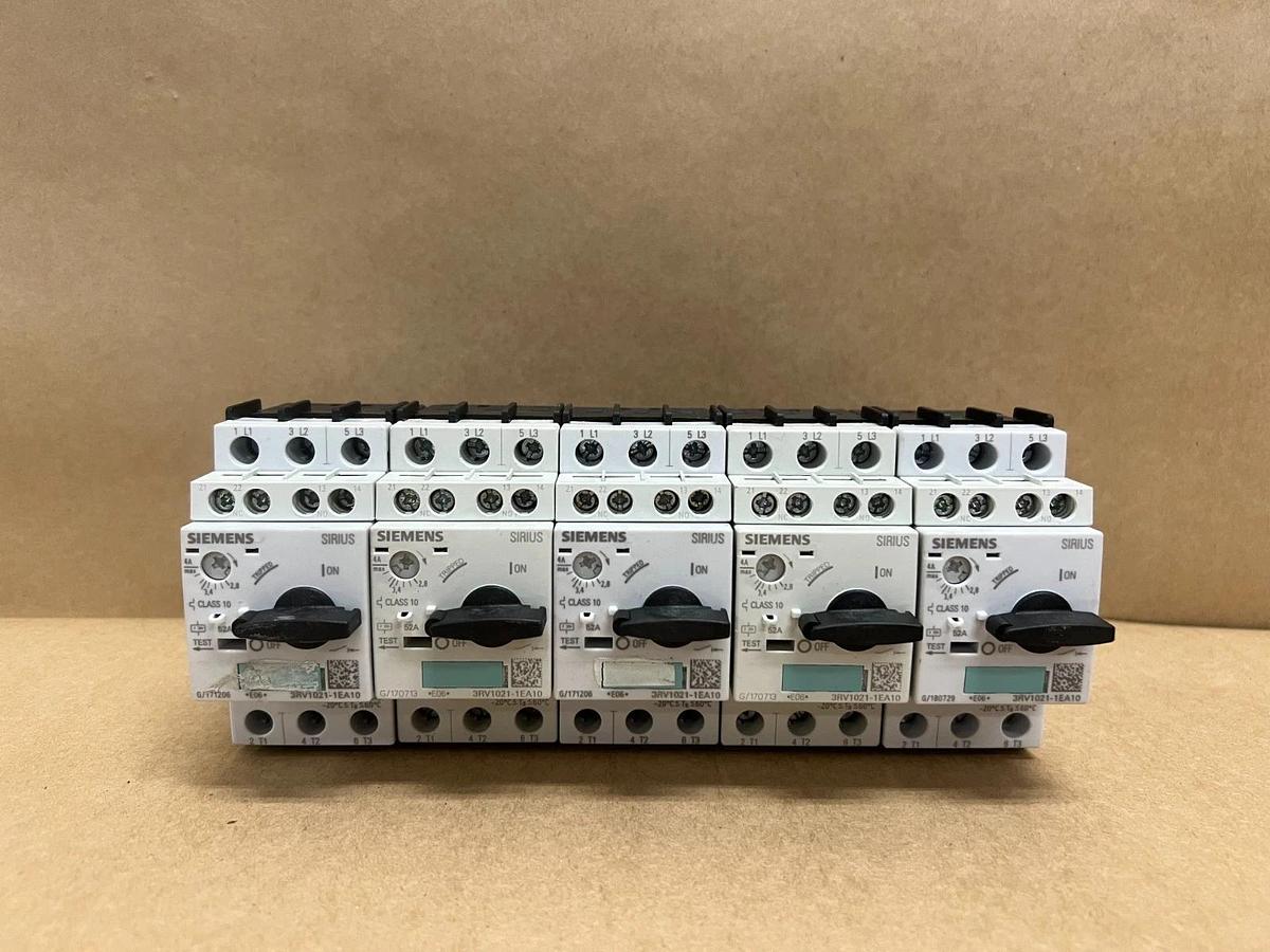 Used Siemens 3RV1021-1EA10 Class 10 Circuit Breakers - Lot of 5