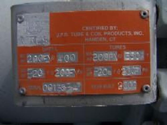 Used Unused JFD Tube & Coil Productions Inc. 35 square feet vertical carbon steel shell and tube heat exchanger