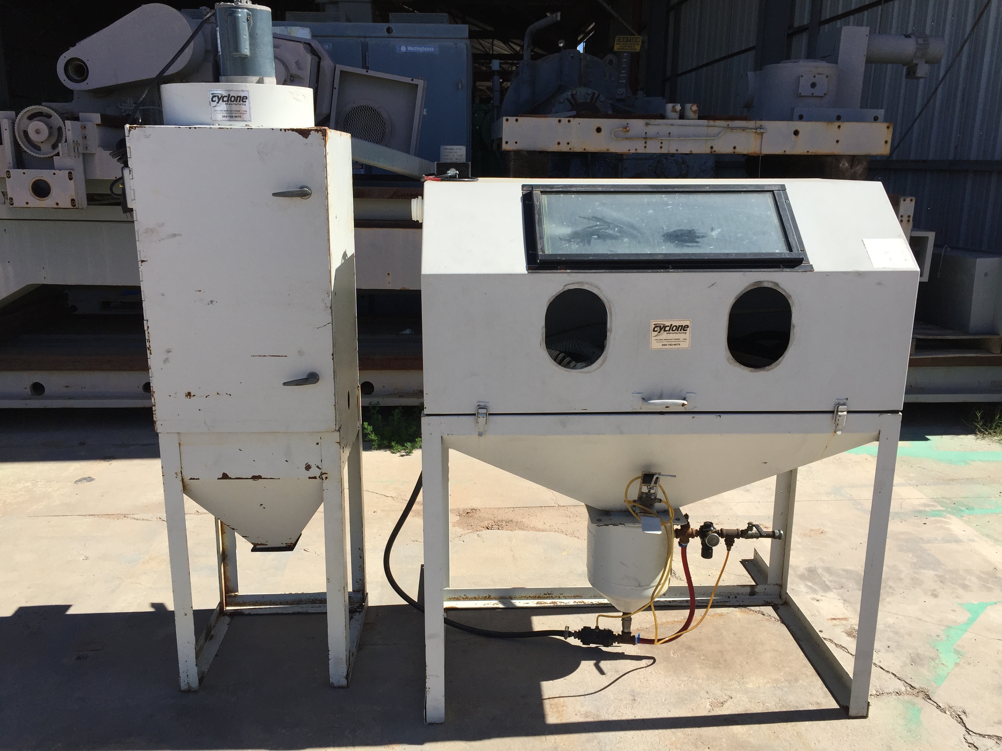 Used Cyclone Mdl. DP48 Blast Cabinet with Dust Collector; Mfg. 2006
